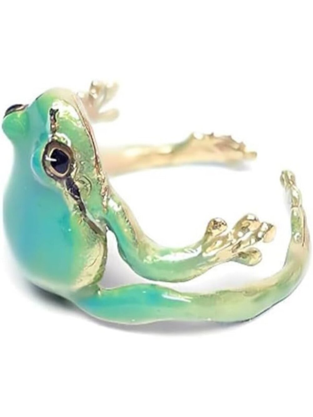 Women Blue Vintage Punk Animal Jewelry Open Shaped Gift Delicate Tree Frog Ring